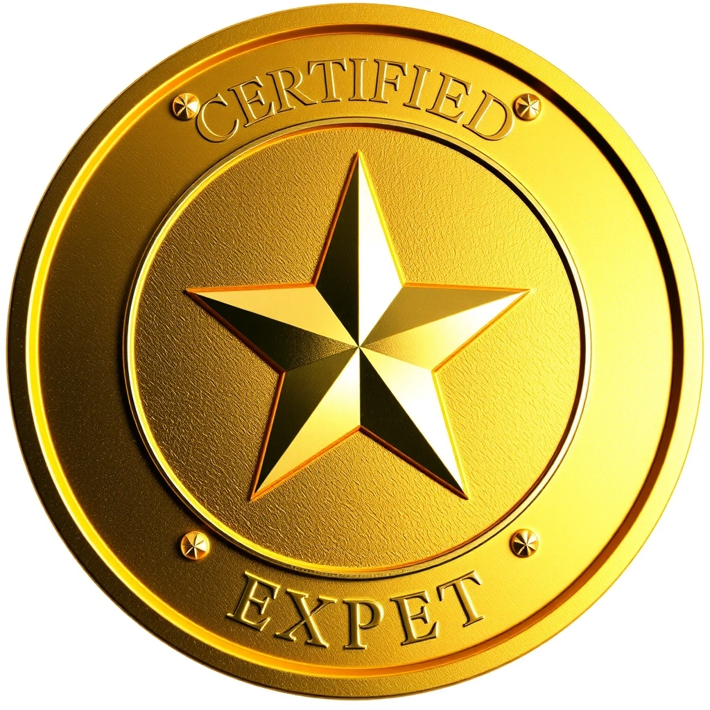 Goldene Medaille mit Stern, symbolisiert zertifizierte Expertin.